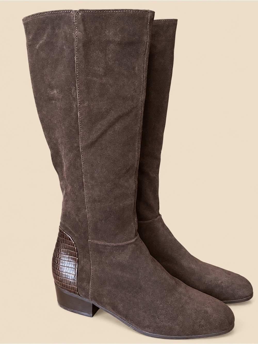 Manfield Chocolate Brown Suede Tall Boot 38 (7.5)